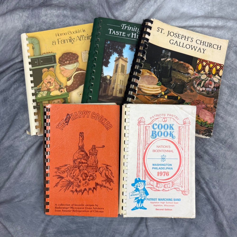 Vintage Community Cookbook Lot of 5 Church Spiral Bound 1970s Wisconsin Regional